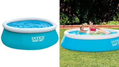 piscina hinchable para el jardín con montaje en diez minutos.
