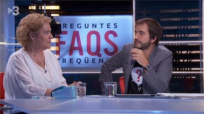 Pilar Rahola i Ricard Ustrell al primer episodi de 'FAQS'. 9 de setembre de 2017