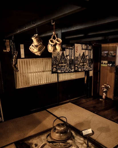 El interior de una ‘gasshō-zukuri’ en Shirakawa-go. 