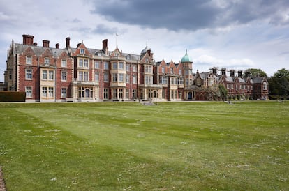 View across the front lawn at the Queen's country residence, Sandringham House, in Norfolk.