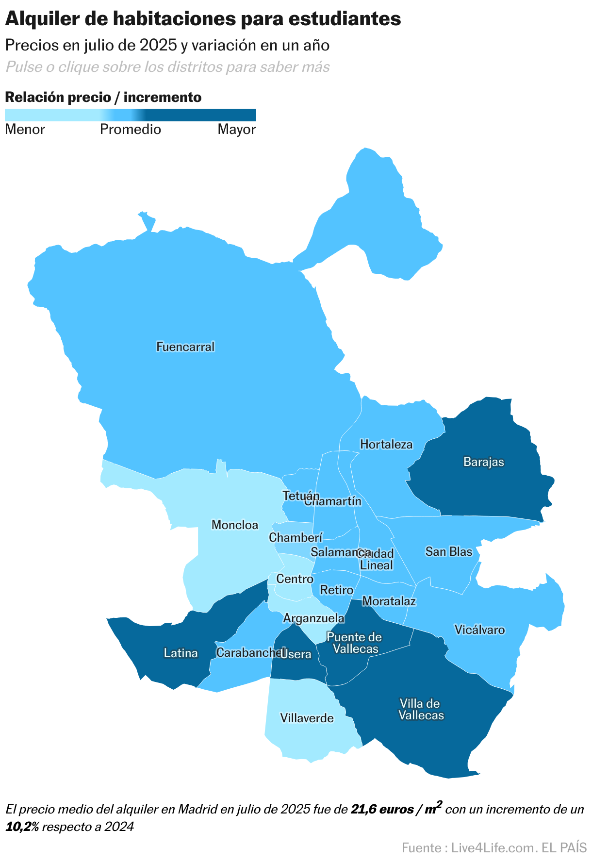 Alquiler de habitaciones para estudiantes (Mapa coroplético)