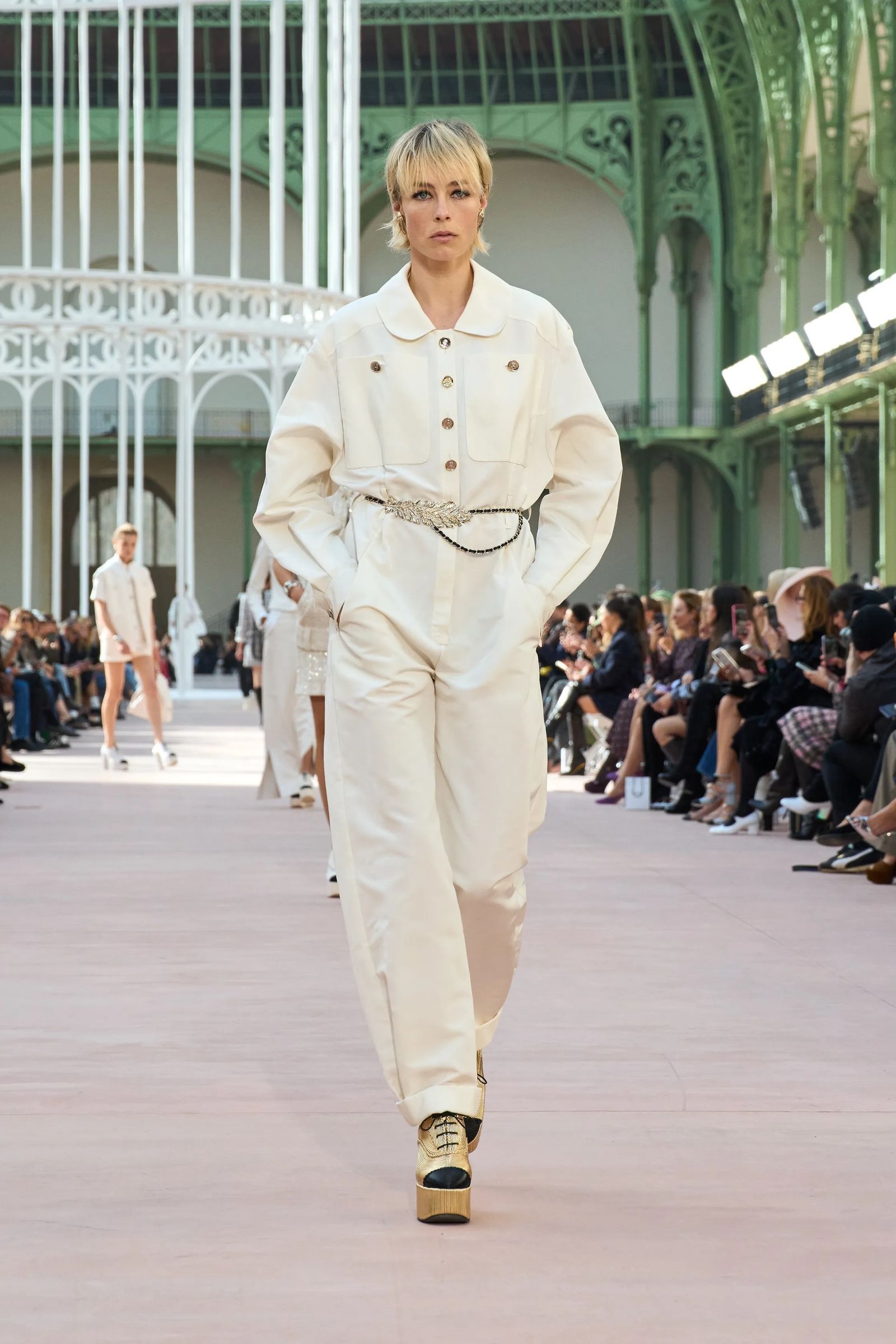 Image may contain Edie Campbell Performer Person Solo Performance Adult Clothing Footwear High Heel Shoe and Hat