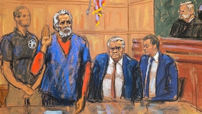 El Mayo Zambada presta juramento el pasado día 25 en un tribunal federal de Nueva York. 