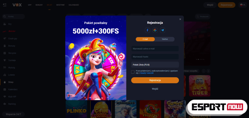 VOX Casino logowanie