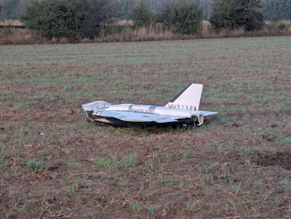 Uno de los drones derribados en la localidad de Czosnowka, en el este de Polonia, este miércoles. 