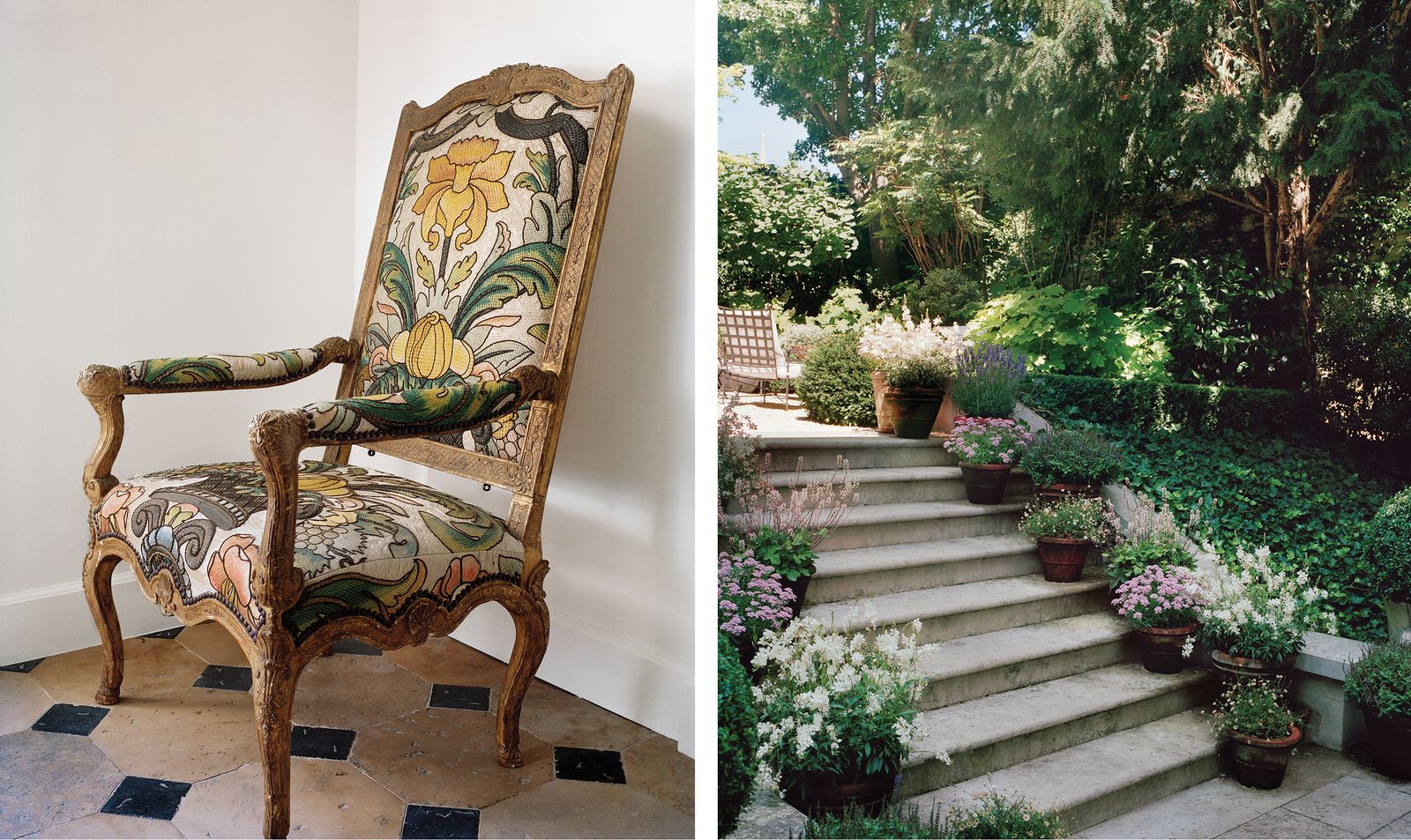 Image may contain Chair Furniture Garden Nature Outdoors Plant Potted Plant Home Decor Backyard Yard and Cushion
