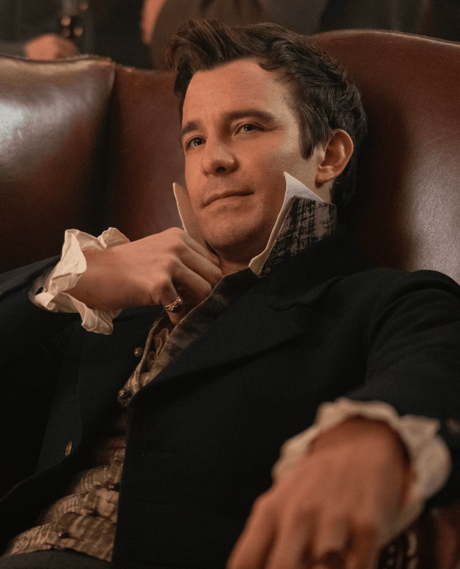 Image may contain Body Part Finger Hand Person Couch Furniture Adult Face and Head