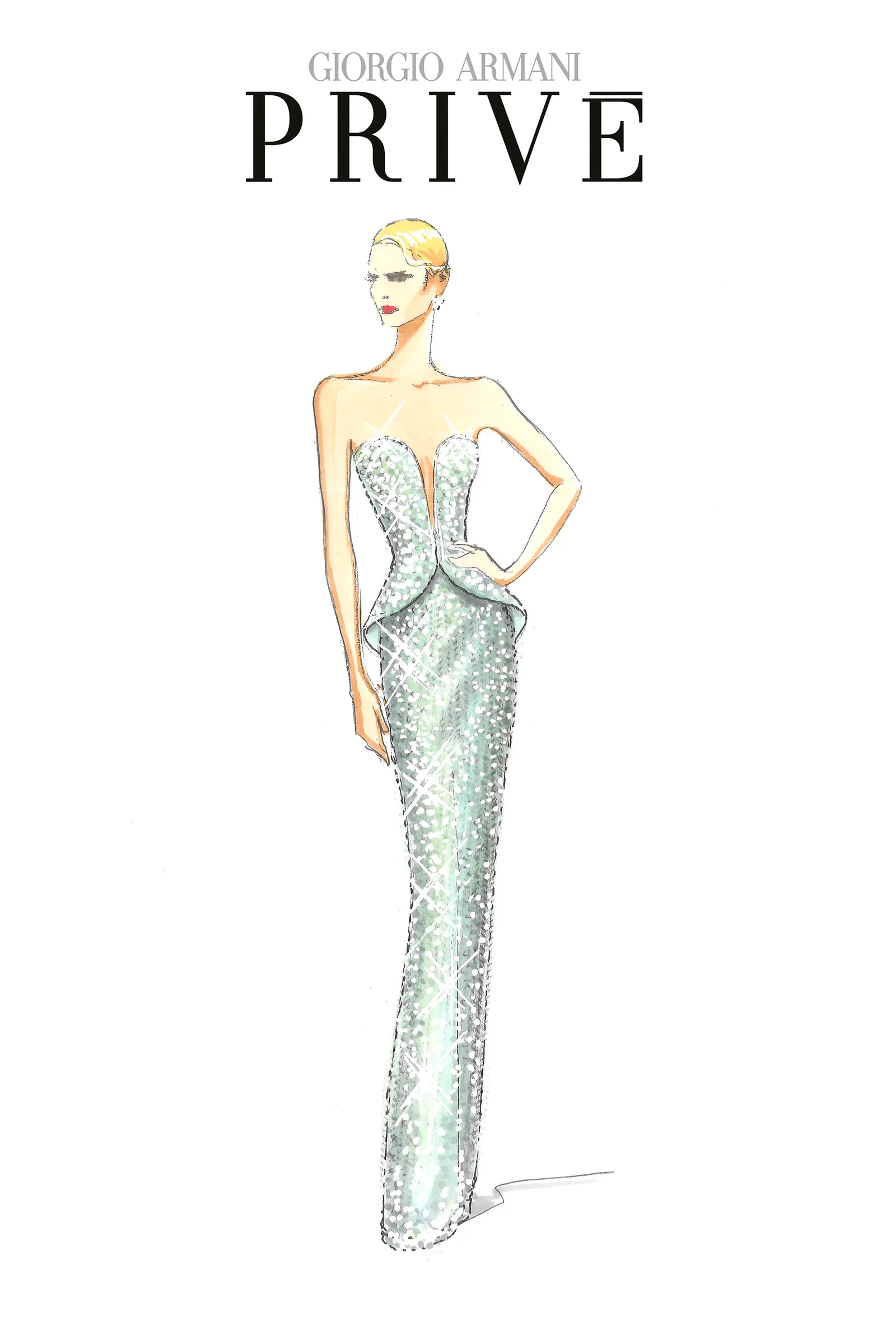 Image may contain Gregg Barnes Clothing Dress Formal Wear Evening Dress Fashion Gown Adult Person Wedding and Face