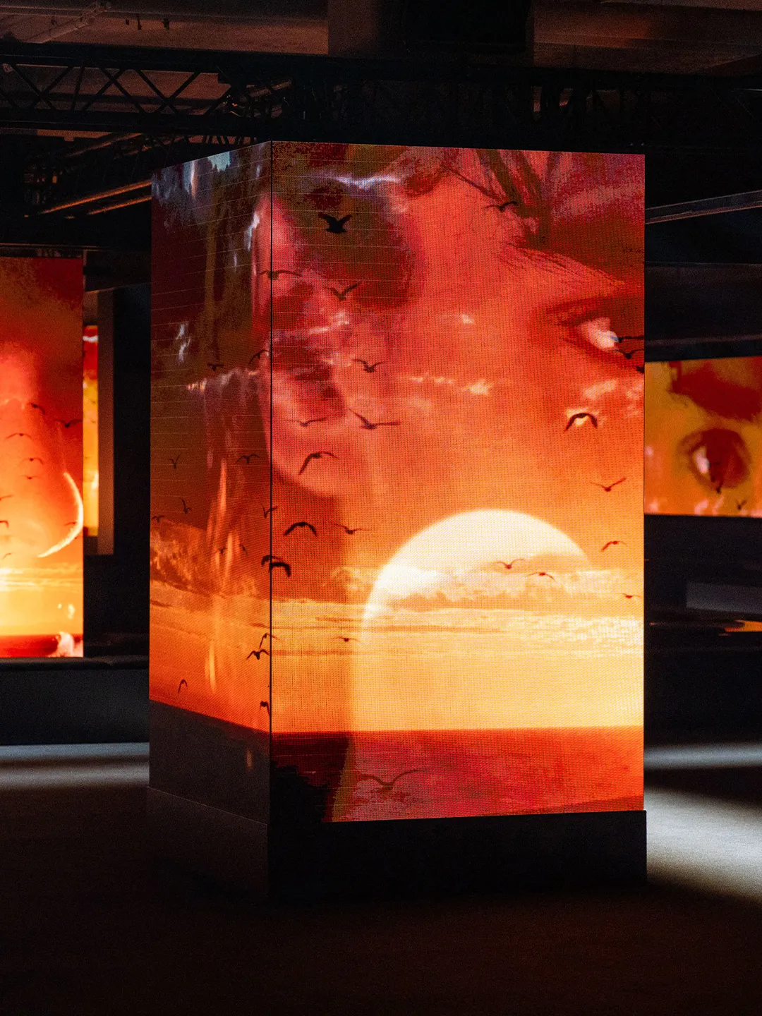 Image may contain Art Modern Art Electronics Screen Adult Person Wedding Face Head and Lighting
