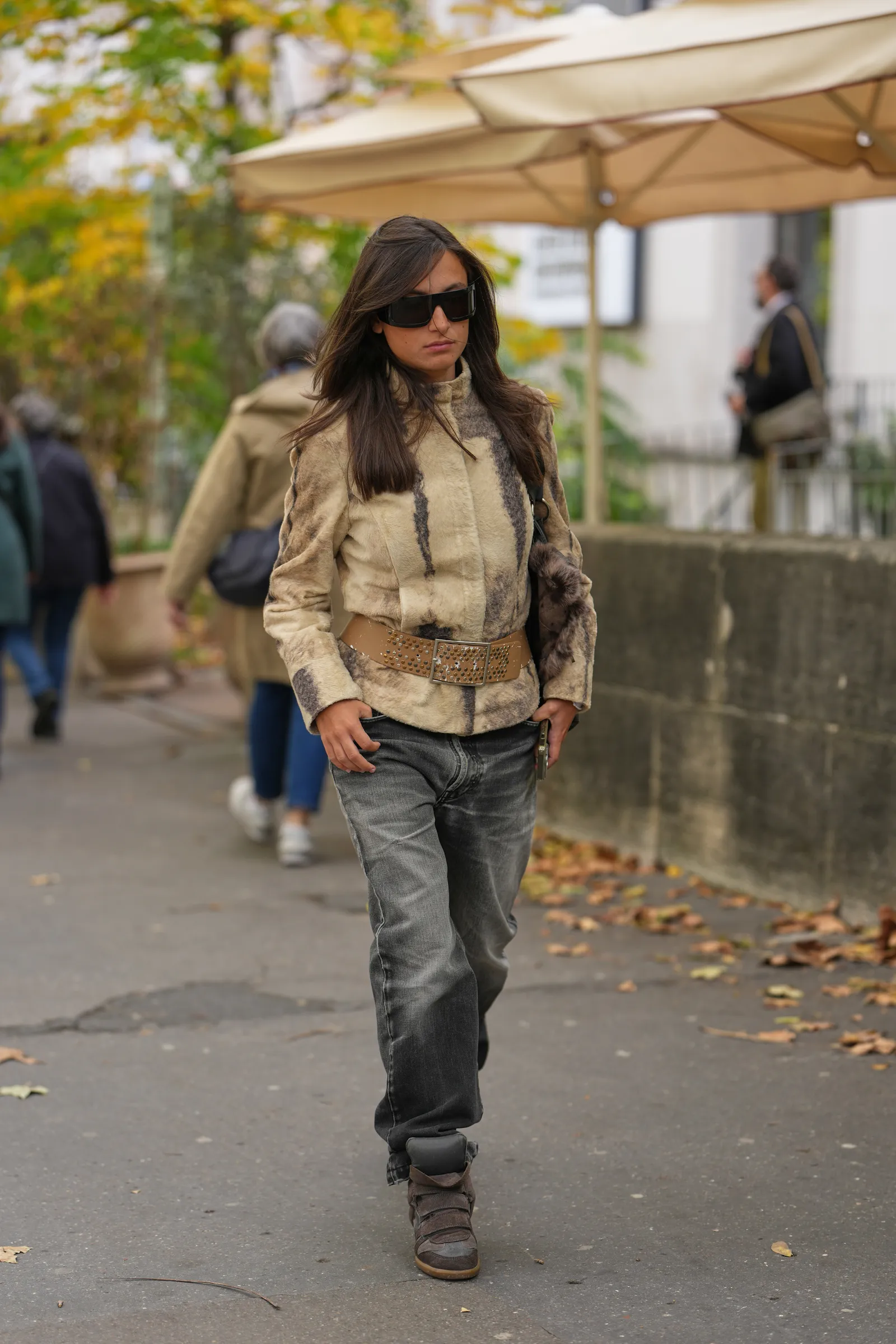 Image may contain Clothing Pants Coat Jacket Jeans Accessories Bag Handbag Adult and Person