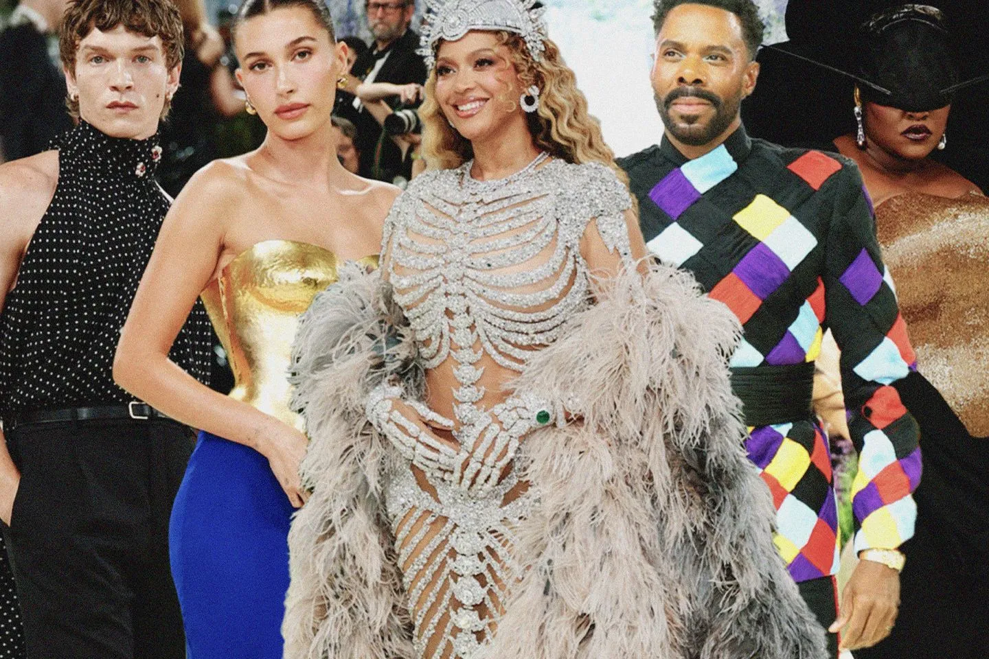 Image may contain: Hailey Baldwin, Colman Domingo, Beyoncé, Hans Jæger, Person, Fashion, Adult, Wedding, Clothing, and Dress