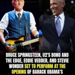 BONO, BRUCE SPRINGSTEEN, STEVIE W0NDER ACTUARON POR OBAMA