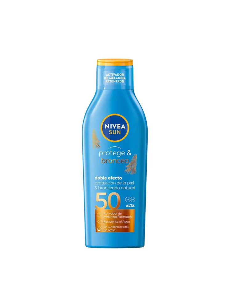 Leche solar activadora del bronceado FP 50 protege y broncea, de Nivea