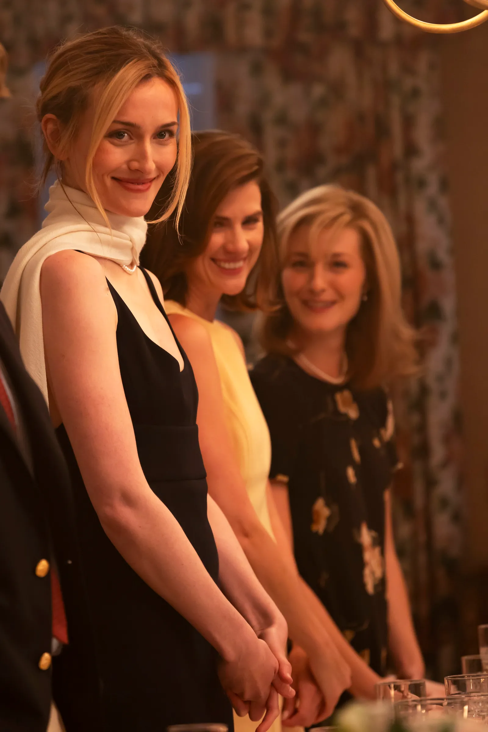 Image may contain Natascha McElhone Taylor Davis Face Happy Head Person Smile Adult Child Clothing and Dress