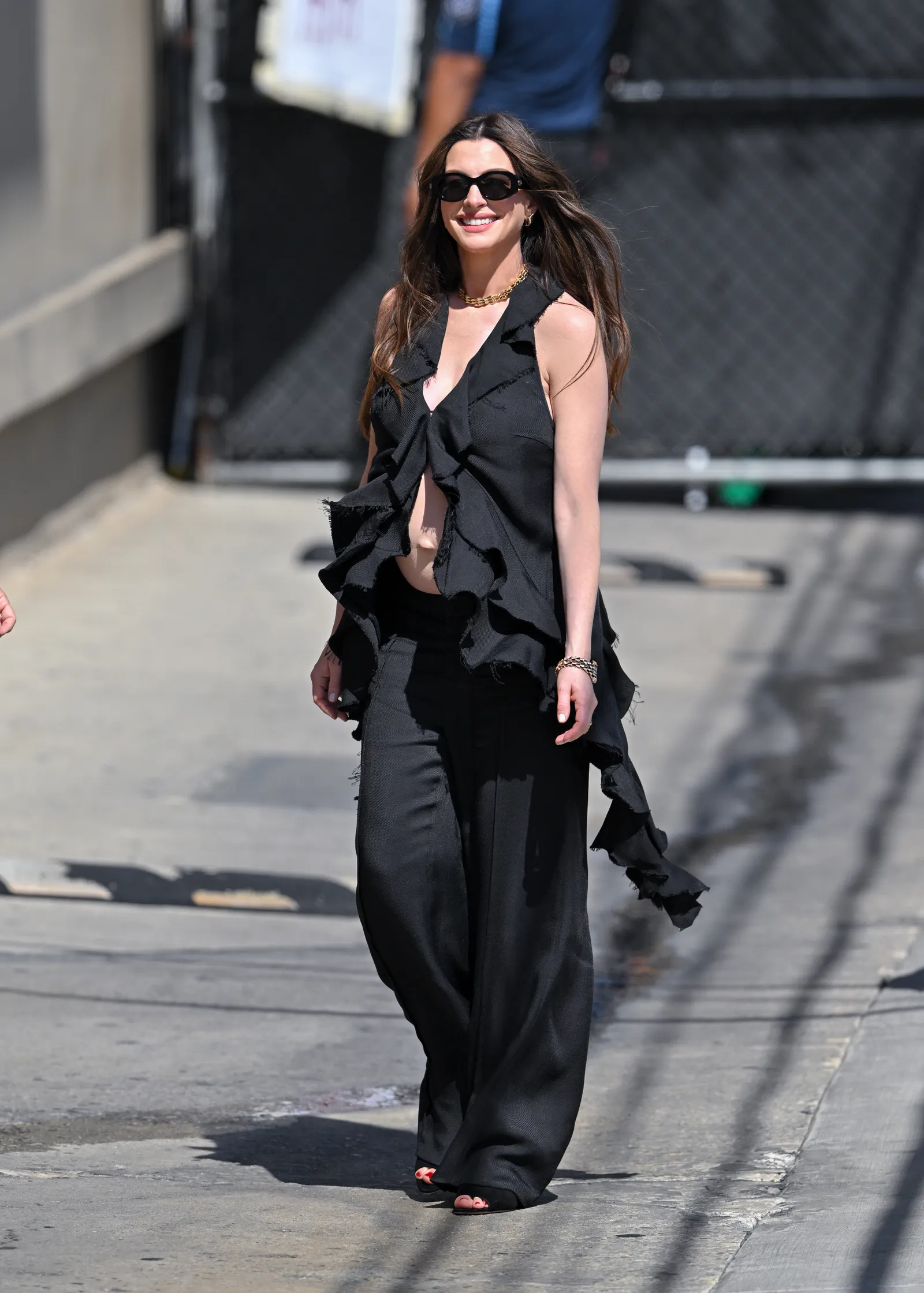 LOS ANGELES CA AUGUST 10 Anne Hathaway is seen at 'Jimmy Kimmel Live' on August 10 2026 in Los Angeles California.